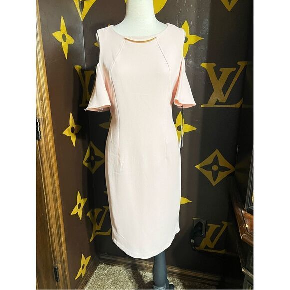 Ivanka Trump Dresses & Skirts - NWT Ivanka Trump Pink Cold Shoulder, Short Sleeve Dress Size 6